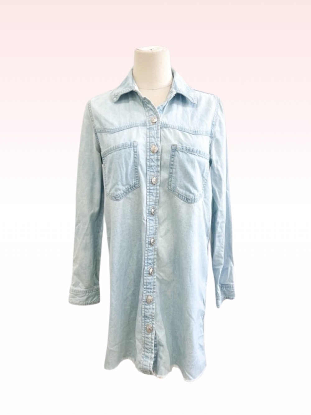 ZARA Light Blue Denim Button Down Shirt (Sz S)
